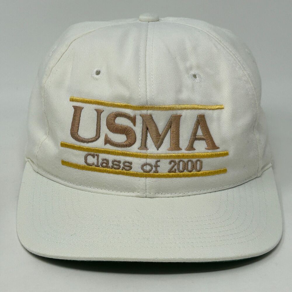 Vintage USMA 2000 Hat Baseball Cap West Point 3 Bar Line The Game White Snapback